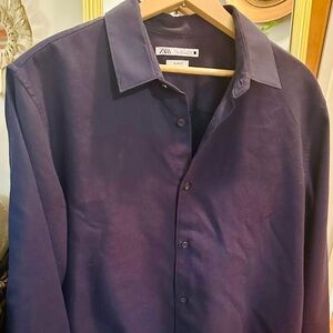 Zara Deep Blue Button Down Shirt